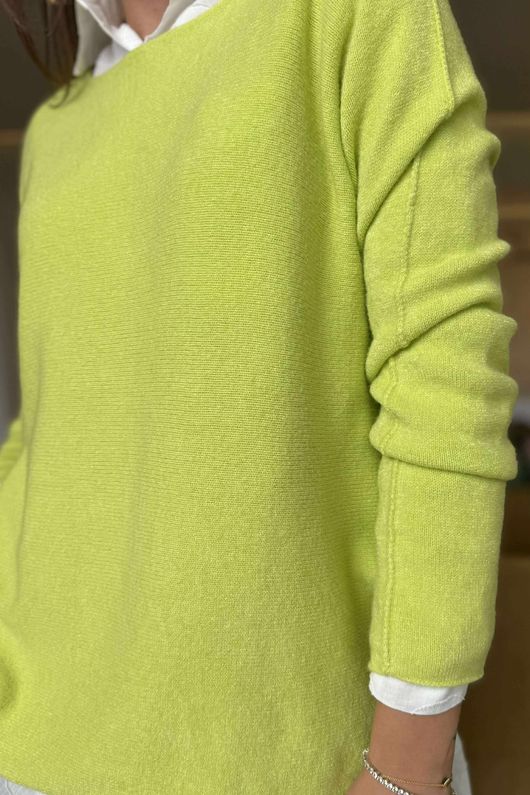 Made in Italy Conrad Body Skim Knit Jumper Chartreuse 